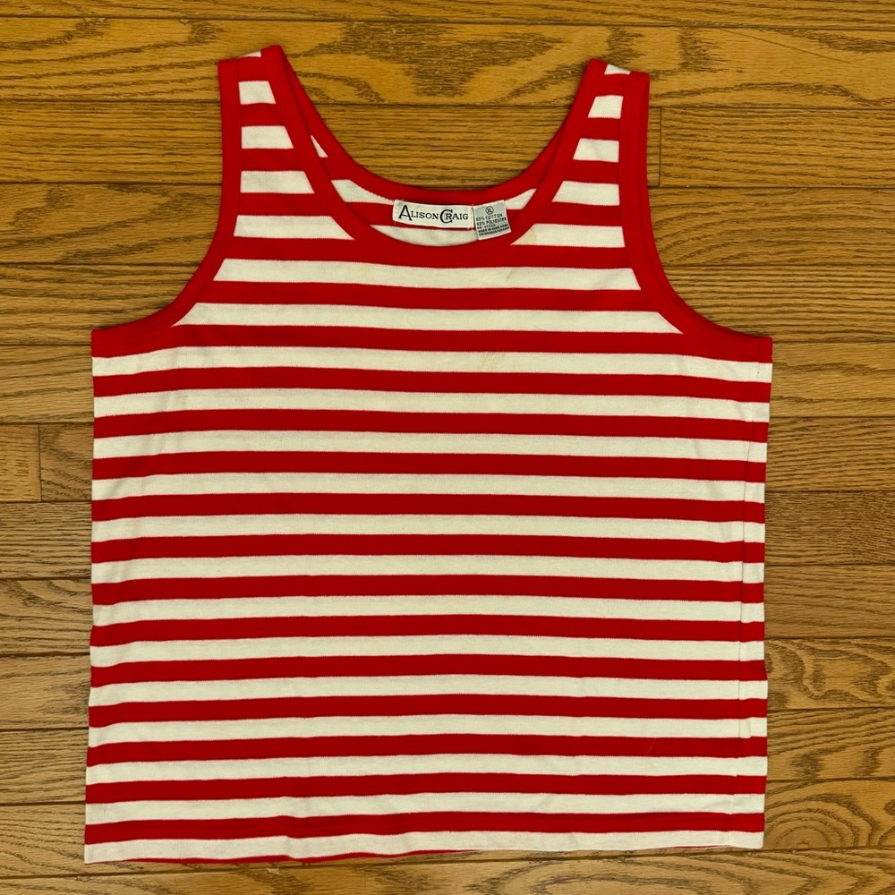 Red and White Striped Tank Top
